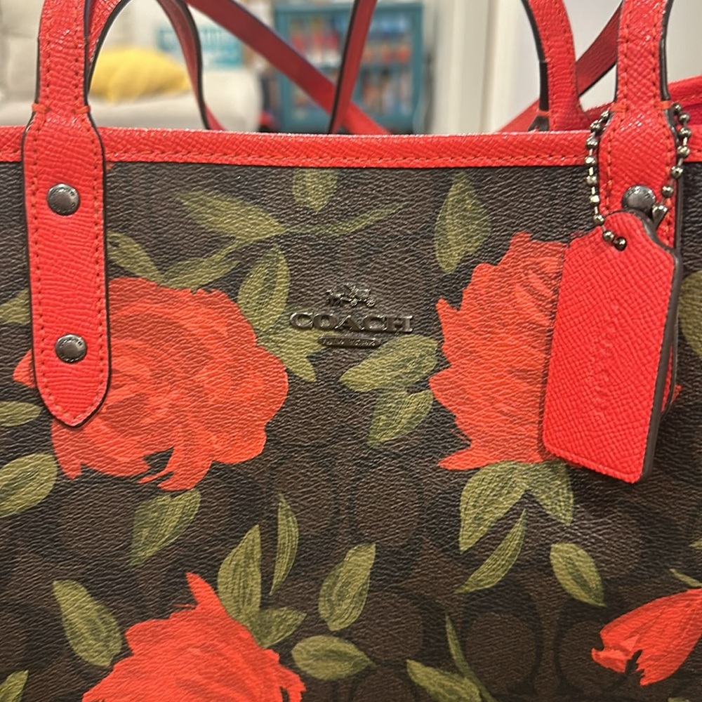 Used Reversable Coach Tote in Rose Print
